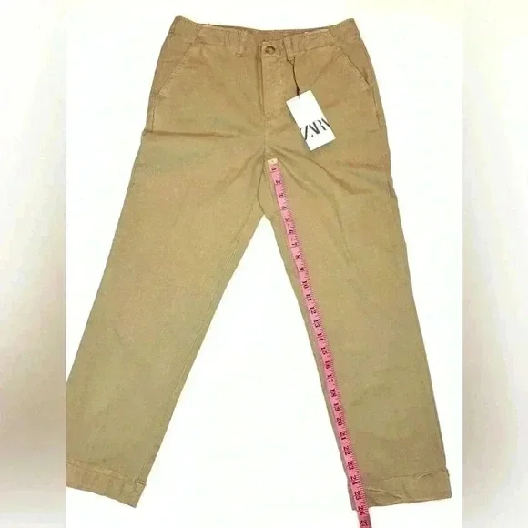 Zara Womens Low Rise Khaki Chino Pants Size - 2 - Picture 4 of 8